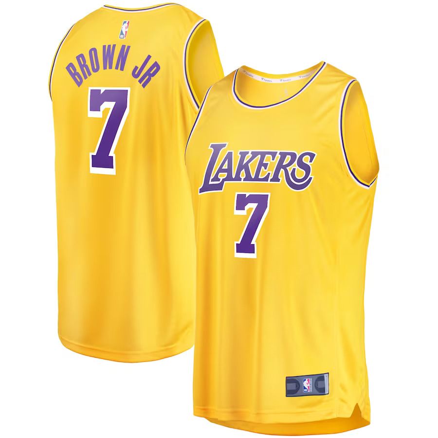 Men Los Angeles Lakers #7 Troy Brown Jr Fanatics Branded Gold Fast Break Replica NBA Jersey->los angeles lakers->NBA Jersey